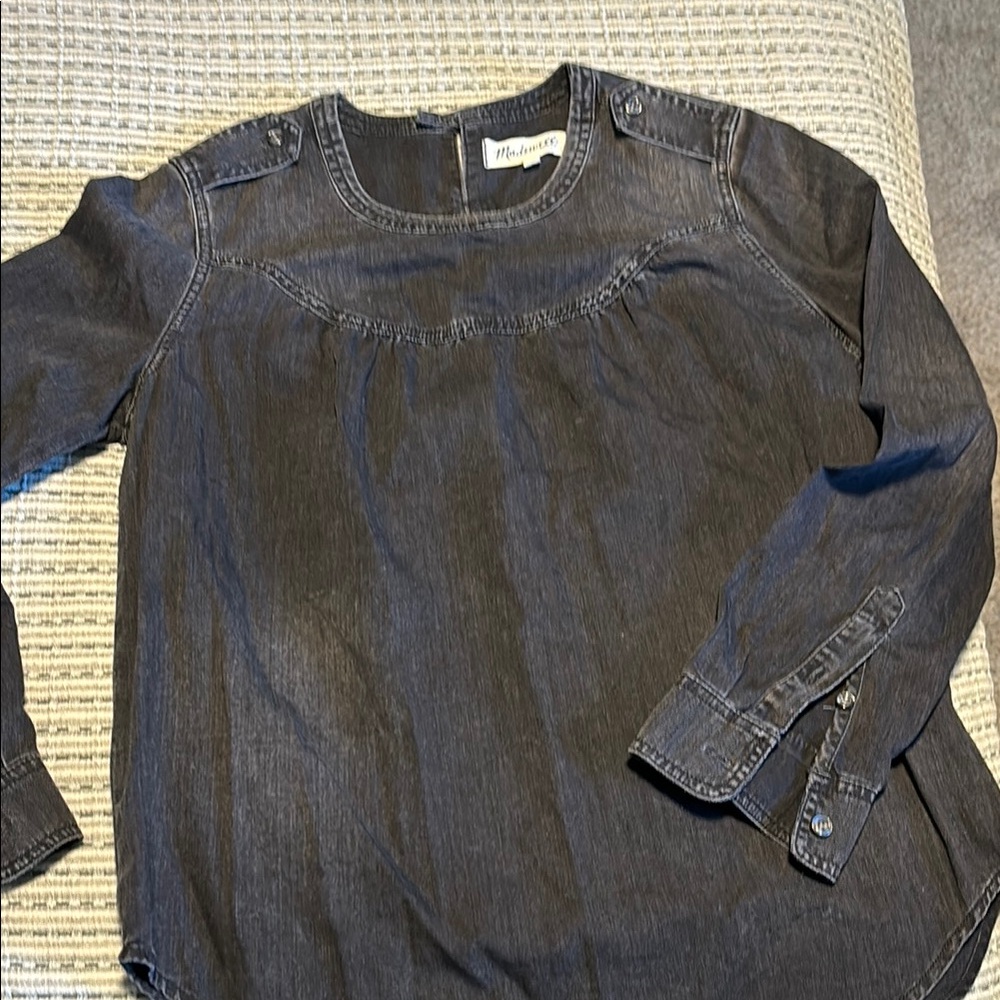 Madewell Dark Wash Denim Long Sleeve Top